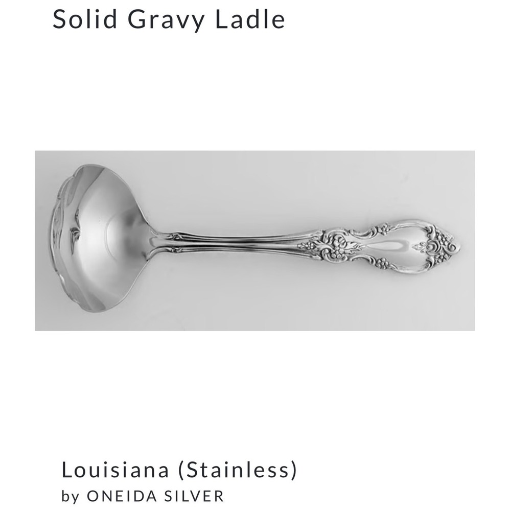 Vtg Oneida Louisiana Serving Set - Meat Fork, Ladle, Butter Knife, Sugar Spoon - Picture 9 of 11